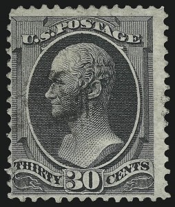 Sale 914, Lot 679, 1870-88 Bank Note Issues (National Grills, Scott 134 thru 144), 30c Black, Grill (143) Sale 914, Lot 679, 1870-88 Bank Note Issues (National Grills, Scott 134 thru 144)