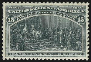 Sale 914, Lot 992, 1893 Columbian Issue, 15c Columbian (238) Sale 914, Lot 992, 1893 Columbian Issue