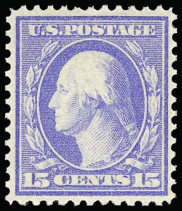 Sale 923, Lot 2723, 1908-09 Washington-Franklin Issues (Scott 331 thru 356), 15c Pale Ultramarine (340) Sale 923, Lot 2723, 1908-09 Washington-Franklin Issues (Scott 331 thru 356)