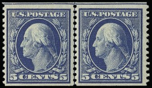 Sale 923, Lot 2750, 1908-09 Washington-Franklin Issues (Scott 331 thru 356), 5c Blue, Coil (355) Sale 923, Lot 2750, 1908-09 Washington-Franklin Issues (Scott 331 thru 356)