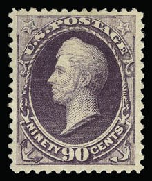 Sale 930, Lot 2109, 1887 American Bank Note Co. Issue (Scott 212-218), 90c Purple (218) Sale 930, Lot 2109, 1887 American Bank Note Co. Issue (Scott 212-218)