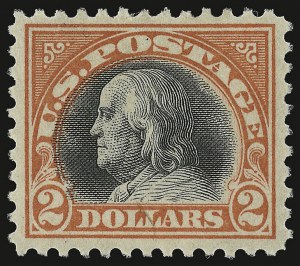Sale 938, Lot 1696, 1912-23 Issues (Scott 523 to 550), $2.00 Orange Red & Black (523) Sale 938, Lot 1696, 1912-23 Issues (Scott 523 to 550)