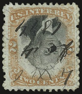 Sale 938, Lot 1942, Revenues, 2c Orange & Black, Third Issue, Inverted Center (R135b) Sale 938, Lot 1942, Revenues