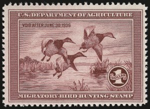 Sale 938, Lot 1976, Hunting Permit Singles, $1.00 1935 Hunting Permit (RW2) Sale 938, Lot 1976, Hunting Permit Singles
