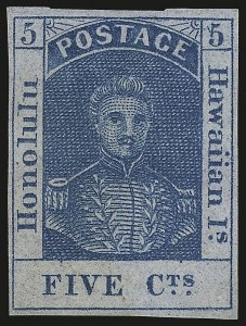 Sale 946, Lot 1709, Hawaii, 1861, 5c Blue, Thin Bluish Wove (9) Sale 946, Lot 1709, Hawaii