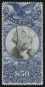Sale 953, Lot 1832, Revenues (Second Issue), $50.00 Blue & Black, Second Issue (R131) Sale 953, Lot 1832, Revenues (Second Issue)