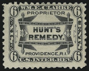 Sale 953, Lot 1875, Medicine Stamps, William E. Clark, 6c Black, Watermarked (RS57d) Sale 953, Lot 1875, Medicine Stamps