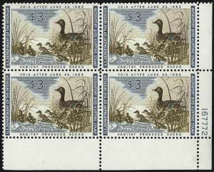 Sale 959, Lot 3419, Hunting Permit Plate Blocks