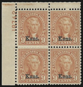 Sale 967, Lot 5000, Kans.-Nebr. Overprints (Scott 659-678)