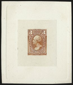 Sale 967, Lot 5269, Revenues (Proprietary and Stock Transfer), 3c Orange, Large Die Proof on India (RB13P1) Sale 967, Lot 5269, Revenues (Proprietary and Stock Transfer)
