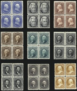 Sale 968, Lot 129, 1875 Re-Issue of 1861-66 Issue (Scott 102-111), including blocks of four