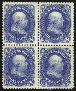 Sale 968, Lot 130, 1875 Re-Issue of 1861-66 Issue (Scott 102-111), including blocks of four