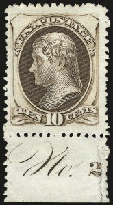 Sale 968A, Lot 207, 1875 Continental Bank Note Co. Special Printing (Scott 168-180)