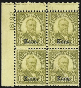 Sale 975, Lot 2032, Kans.-Nebr. Overprints (Scott 659-678)