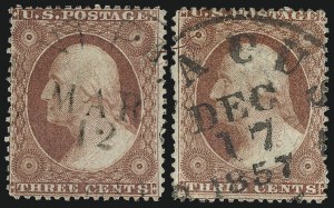 Sale 982, Lot 5113, 1c-3c 1857-60 Issue (Scott 18-26A)