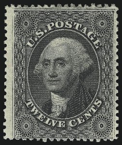 Sale 982, Lot 5151, 10c-90c 1857-60 Issue (Scott 31-39), 12c Black, Plate 3 (36B) Sale 982, Lot 5151, 10c-90c 1857-60 Issue (Scott 31-39)