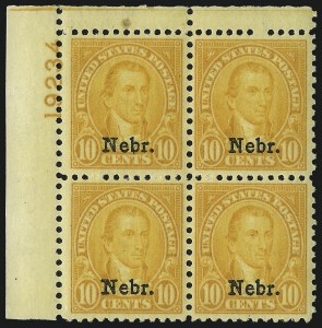 Sale 982, Lot 6009, Kans.-Nebr. Overprints (Scott 659-678)