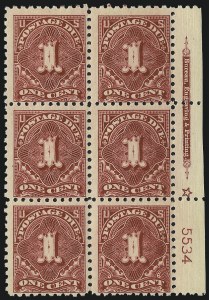 Sale 1003, Lot 5373, United States Postage Due Issues (Blocks and Plate Blocks, Scott J52-J66)