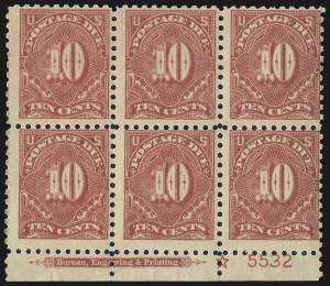 Sale 1003, Lot 5376, United States Postage Due Issues (Blocks and Plate Blocks, Scott J52-J66)