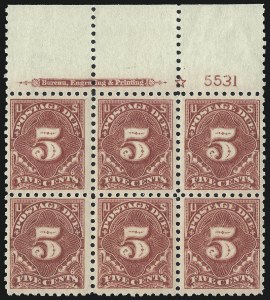Sale 1003, Lot 5381, United States Postage Due Issues (Blocks and Plate Blocks, Scott J52-J66)