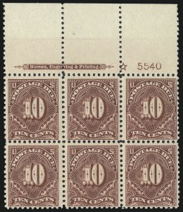 Sale 1003, Lot 5392, United States Postage Due Issues (Blocks and Plate Blocks, Scott J52-J66)