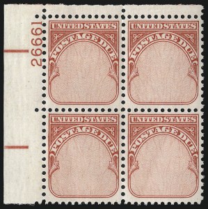 Sale 1003, Lot 5418, United States Postage Due Issues (Blocks and Plate Blocks, Scott J67-J104)