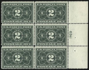 Sale 1003, Lot 5421, United States Pacel Post Postage Due Issue Plate Blocks