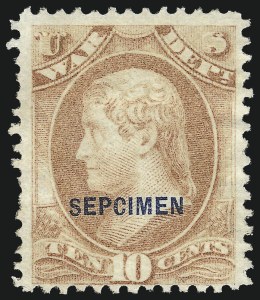 Sale 1003, Lot 5551, War Department Issues (Specimens and SEPCIMEN Errors)