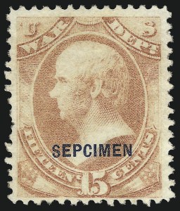 Sale 1003, Lot 5553, War Department Issues (Specimens and SEPCIMEN Errors)