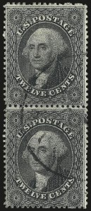 Sale 984, Lot 187, 12c 1857-60 Issue (Scott 36-36B)
