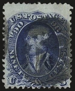 Sale 992, Lot 2165, 1867-68 Grilled Issue (F Grill - Scott 92-101), 90c Blue, F. Grill (101) Sale 992, Lot 2165, 1867-68 Grilled Issue (F Grill - Scott 92-101)