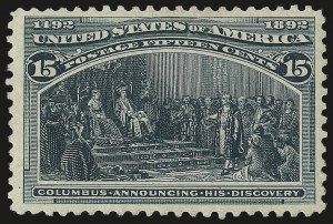 Sale 992, Lot 2297, 1893 Columbian Issue (10c thru $1.00, Scott 237-241)