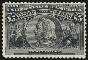Sale 992, Lot 2343, 1893 Columbian Issue ($2.00 thru $5.00, Scott 242-245), $5.00 Columbian (245) Sale 992, Lot 2343, 1893 Columbian Issue ($2.00 thru $5.00, Scott 242-245)