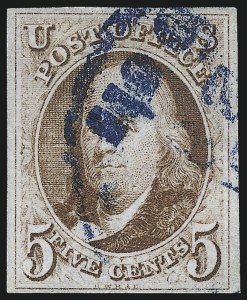 Sale 993, Lot 102, 5c 1847 Issue - Orange Brown