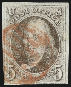 Sale 993, Lot 146, 5c 1847 Issue - Recut Left Frameline