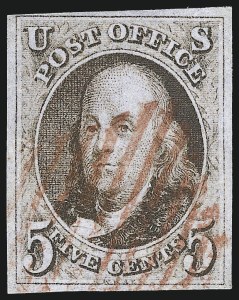Sale 993, Lot 147, 5c 1847 Issue - Recut Left Frameline