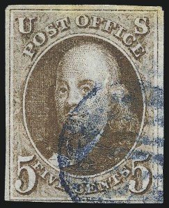 Sale 993, Lot 155, 5c 1847 Issue - Recut Left Frameline
