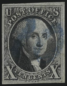 Sale 993, Lot 172, 10c 1847 Issue - Harelip Flaw, Double Transfers