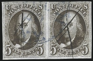 Sale 993, Lot 34, 5c 1847 Early Issues and Dark Brown Shades