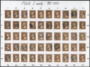 Sale 996, Lot 3003, The Carroll Chase and Devere Card Complete 3-Cent Imperforate Plate Reconstruction