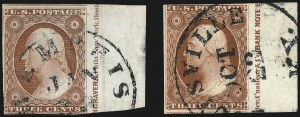 Sale 996, Lot 3018, 1851 3c Orange Brown - Sheet Margins and Imprints