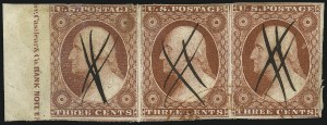 Sale 996, Lot 3019, 1851 3c Orange Brown - Sheet Margins and Imprints