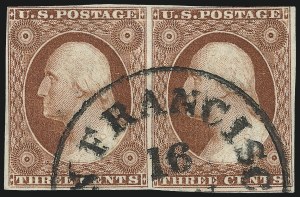 Sale 996, Lot 3033, 1851 3c Orange Brown