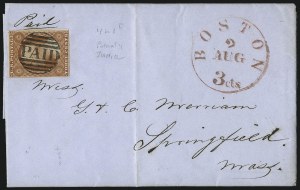 Sale 996, Lot 3041, 1851 3c Orange Brown Shades, Part India Paper