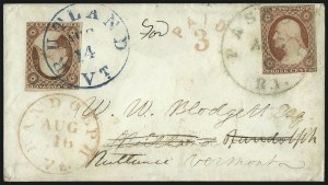 Sale 996, Lot 3068, 1851 3c Orange Brown Covers