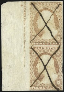 Sale 996, Lot 3073, 1851 3c Dull Red Shades - Imprint copies, Unused