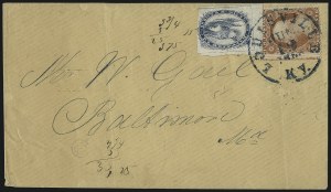 Sale 996, Lot 3250, 1857 3c Perforated Issue - Type III Carrier & Local Combinations