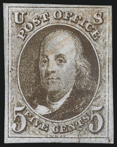 Sale 997, Lot 5068, 5c 1847 Issue (Scott 1 and shades)