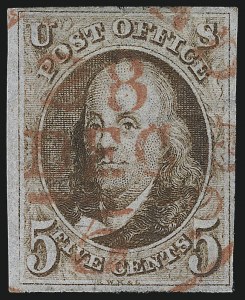 Sale 997, Lot 5071, 5c 1847 Issue (Scott 1 and shades)