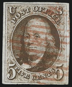 Sale 997, Lot 5072, 5c 1847 Issue (Scott 1 and shades)